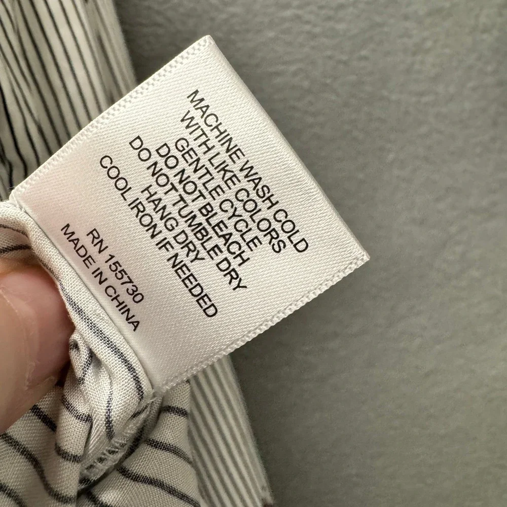 Jane and Delancey Button Down Womens XL Striped French Bulldog White Black - Picture 7 of 9